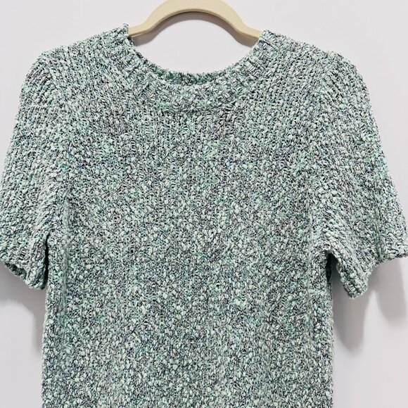525 Short Sleeve Crew - Teal Multi-color Sweater; Size: L (Large) - Picture 2 of 6